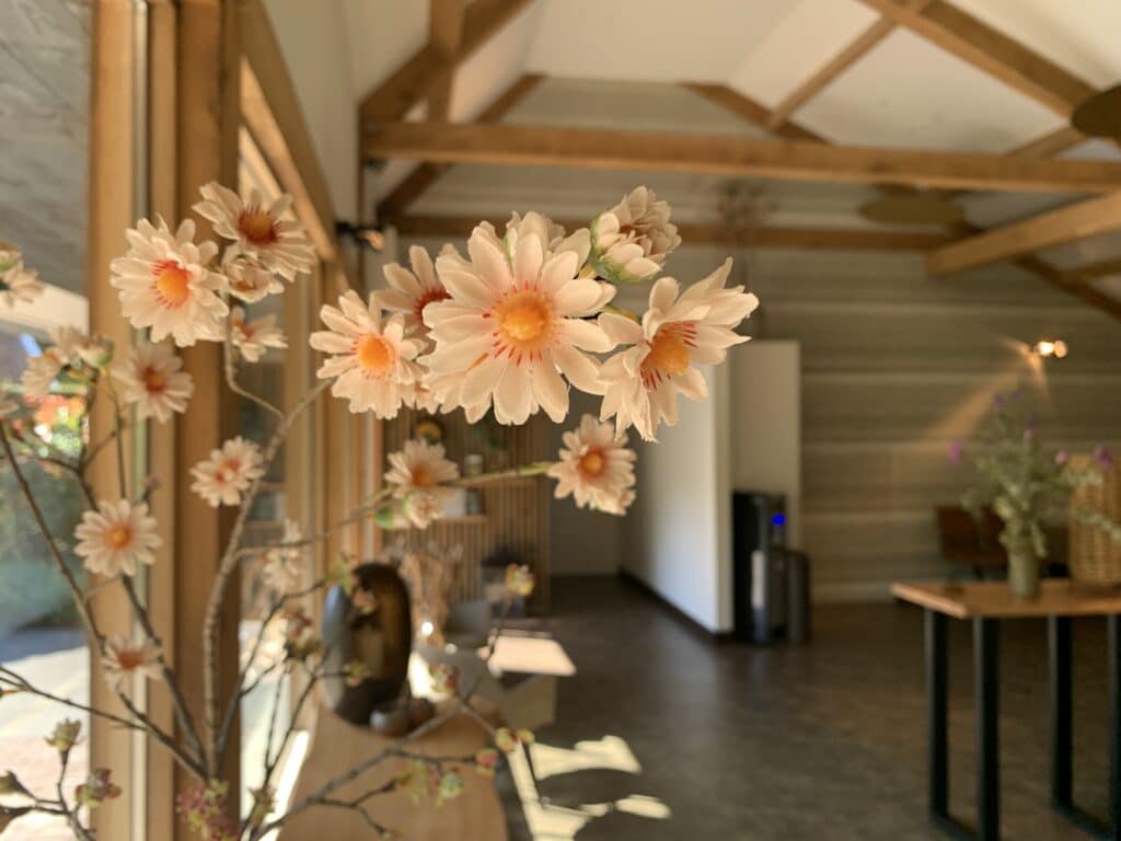 Prachtige bloemen in aula